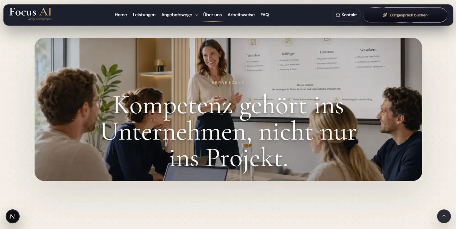 Weitere Ansicht der Website von Focus AI